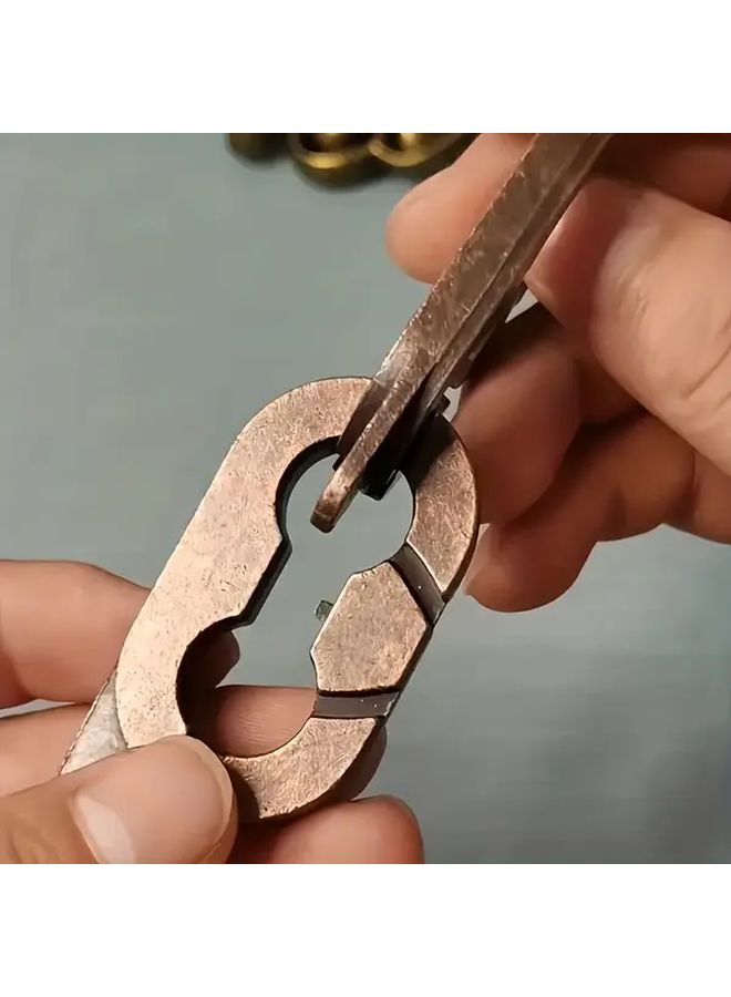 Bronze Unlocking Puzzle Toy Pair Metal Brain Teaser Game For Adults - Image 3